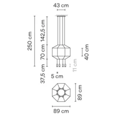 Suspension, Wireflow 0301, noir, LED, 2700K, dim, 1-10V, Ø89cm, H107,5cm - VIBIA