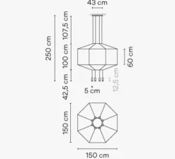 Suspension, Wireflow, noir, Ø150cm, H250cm, LED, 2700K - VIBIA