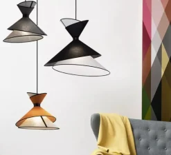 Suspension*DesignHeure Suspension, XL Kimono, , Ø80cm, H67cm - Blanc et noir