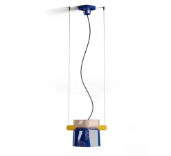 Suspension*Ferroluce Suspension, Yakitori C2791, , L41cm, H26cm - bleu, jaune, gris sable