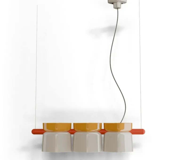 Suspension, Yakitori, gris sable, jaune, orange, L130cm, H26cm - Ferroluce