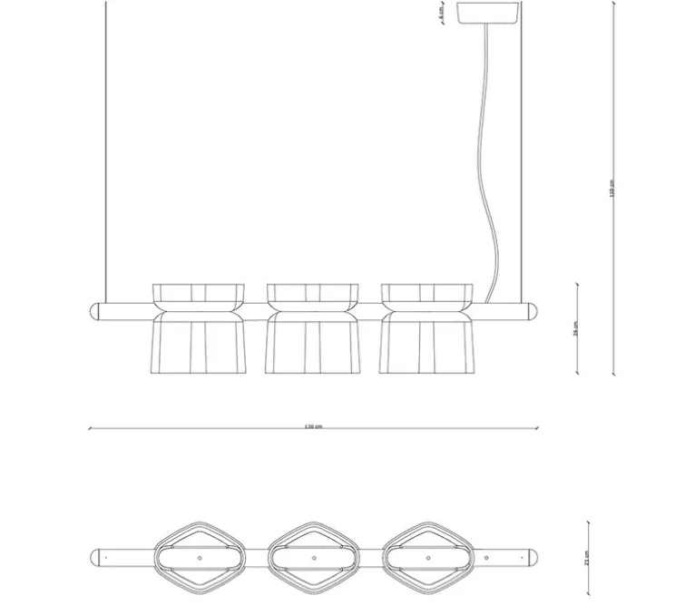 Suspension, Yakitori, gris sable, jaune, orange, L130cm, H26cm - Ferroluce
