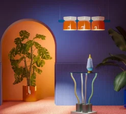 Suspension, Yakitori, orange, bleu, blanc, L130cm, H26cm - Ferroluce