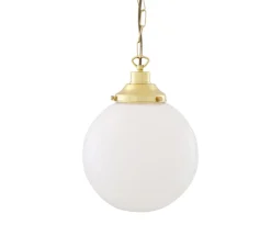 Suspension*Mullan Lighting Suspension, Yerevan , laiton poli, verre opalin, Ø25cm, H32cm - laiton, verre opalin