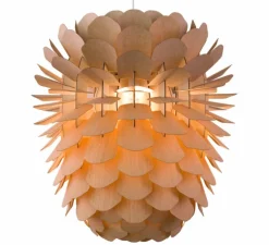 Suspension, Zappy, Big, Chêne, câble crème, rosace blanche, H130cm, Ø110cm - SCHNEID