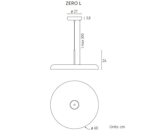 Suspension, Zero, L, noir, LED, dim, 2700k, 3456 lm, Ø60cm, H24cm - Lumen Center Italia