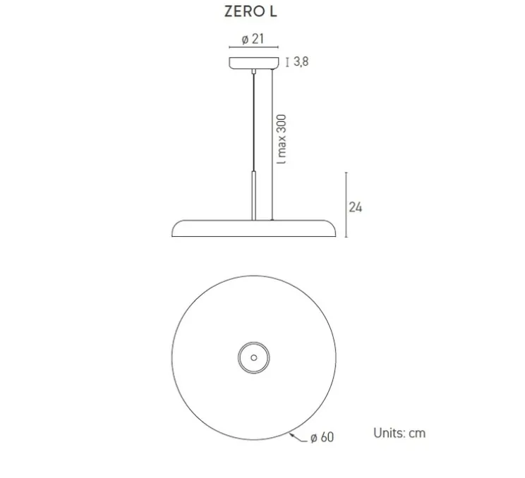 Suspension, Zero, L, noir, LED, dim, 2700k, 3456 lm, Ø60cm, H24cm - Lumen Center Italia