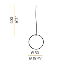 Suspension, Zero Round Vertical, noir, LED, dim, 2700K, 2039 lm, Ø50cm, H5cm - Panzeri