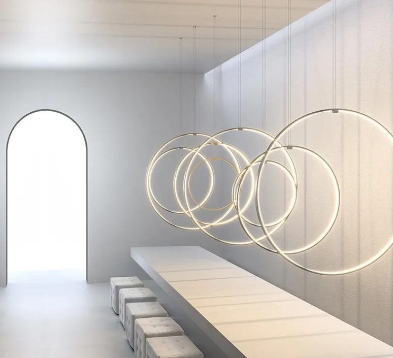 Suspension*Panzeri Suspension, Zero round vertical, , LED, dim, 2700k, 3059 lm, Ø74cm, H5cm - cuivre