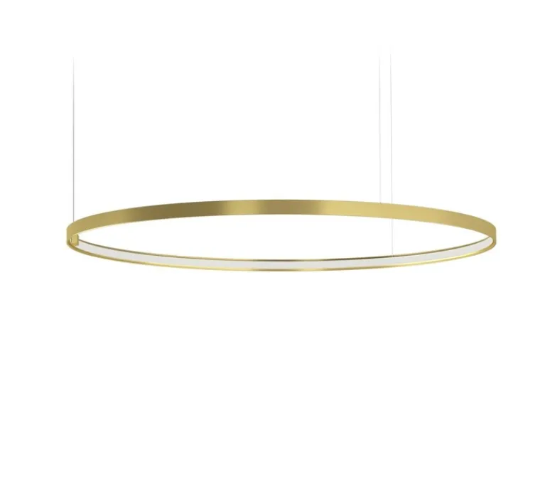 Suspension*Panzeri Suspension, Zero Round Vertical sans rosace, , LED, 3000K, 4079lm, Ø98cm, H3cm - laiton satiné