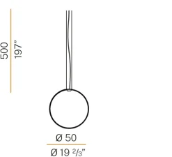 Suspension, Zero round vertical, cuivre, LED, dim, 2700k, 2039 lm, Ø50cm, H5cm - Panzeri