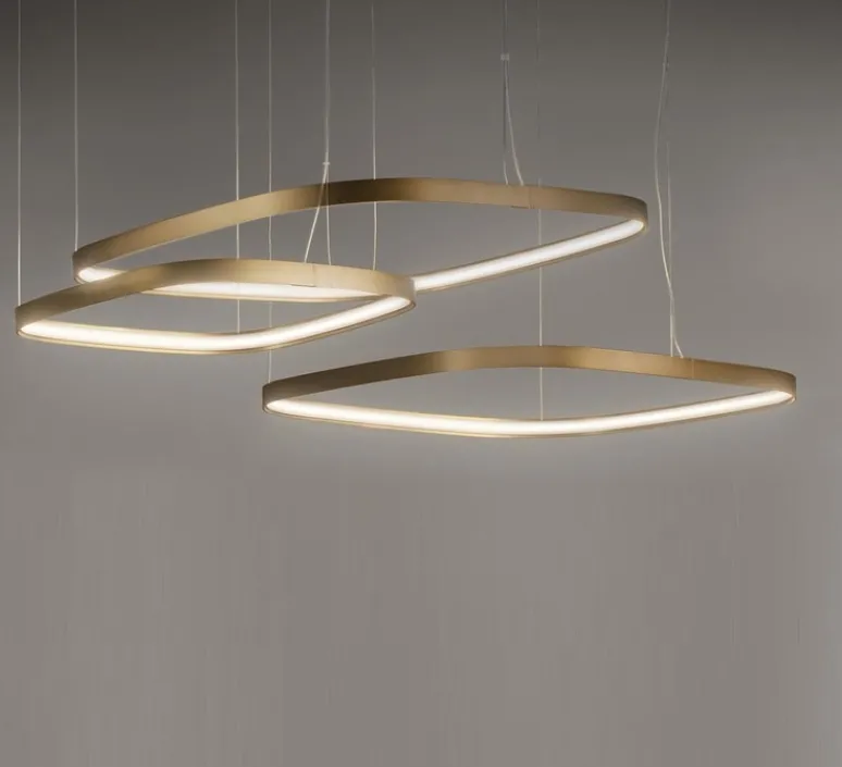 Suspension*Panzeri Suspension, Zero Square, , LED, 2700K, 3000lm, L68cm, H5cm - laiton