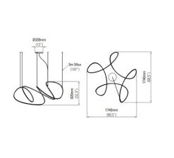 Suspension*Dix heures dix Suspension, Zigouzi 180, , LED, dim, 2700K, 10560 lm, Ø1740cm, H82cm - noir