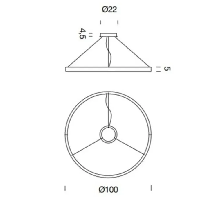 Suspension, Zirkol Circle Home, downlight, noir, IP40, LED, dim, TRIAC, 2700K, 3077 lm, Ø100cm, H5cm - Ilti Luce