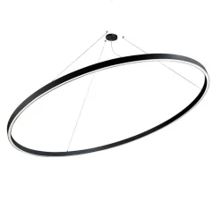 Suspension, Zirkol Circle Home, Up-Downlight, noir mat, IP40, LED, dim, DALI, 3000K, 8308 lm, Ø150cm, H5cm - Ilti Luce
