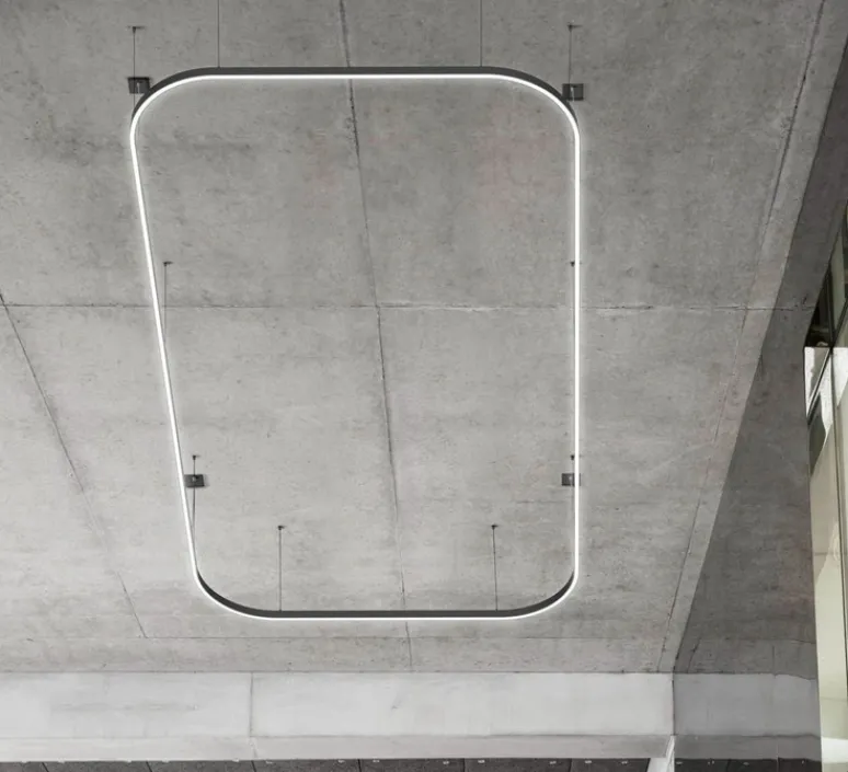 Suspension*Ilti Luce Suspension, Zirkol Square Q , , IP40, LED, dim, 2700K, 9430 lm, L400cm, H5cm - noir