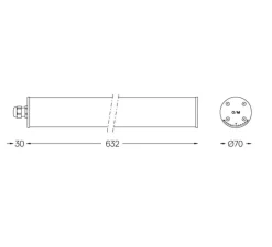 Tube lumineux, Tubo 70, on/off, givré, IP67, LED, 7,8W, 4000K, 1090lm, L63,2cm, H7cm - O/M Light