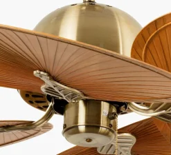 Ventilateur, CUBA, vieil or, chainette, 4 pales,été/hiver, Ø132cm, H54cm - Faro