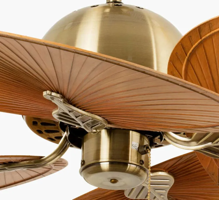 Ventilateur, CUBA, vieil or, chainette, 4 pales,été/hiver, Ø132cm, H54cm - Faro