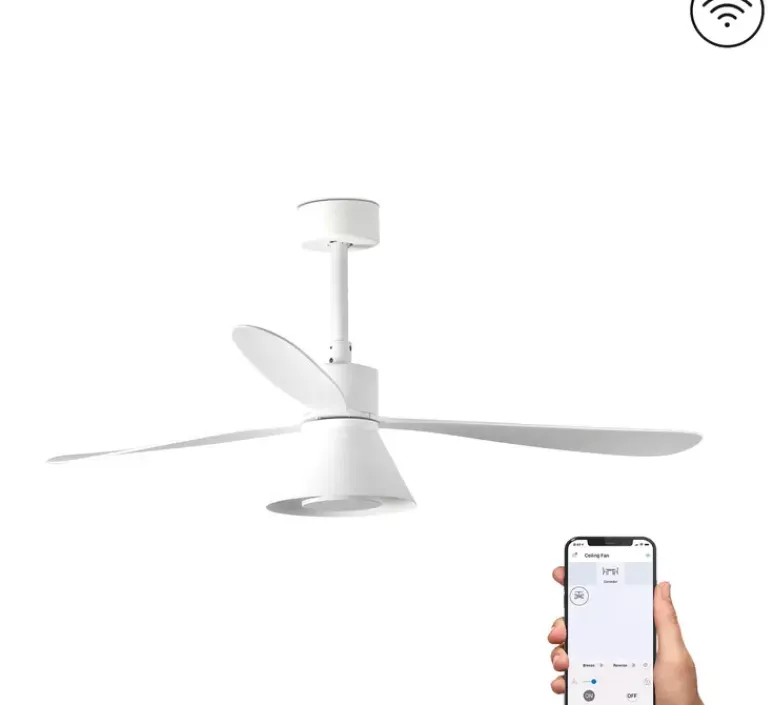 Plafonnier & Spot*Faro Ventilateur lumineux, Amelia L Cone, , LED, dim, 2700 - 4350 - 6000K, 1300 lm, Ø132cm, H43cm - blanc