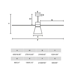 Plafonnier & Spot*Faro Ventilateur lumineux, Amelia L Cone, , LED, dim, 2700 - 4350 - 6000K, 1300 lm, Ø132cm, H43cm - blanc
