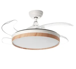 Ventilateur lumineux, Blanes, été/hiver, blanc mat, naturel, LED, dim, 3000 / 4000 / 6000K, 3800 lm, Ø107cm, H48cm - MDC