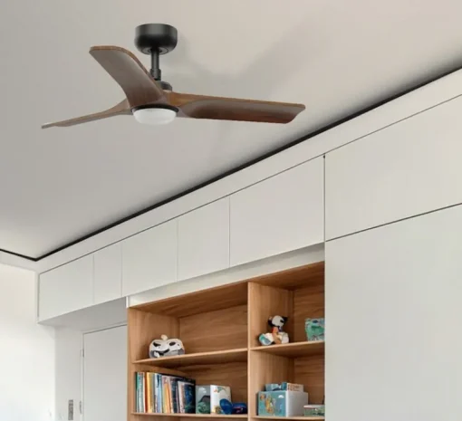 Plafonnier & Spot*Faro Ventilateur lumineux, Heywood S, , LED, 2700-4000-6000K, 480 lm, Ø90cm, H27cm - noir, noyer