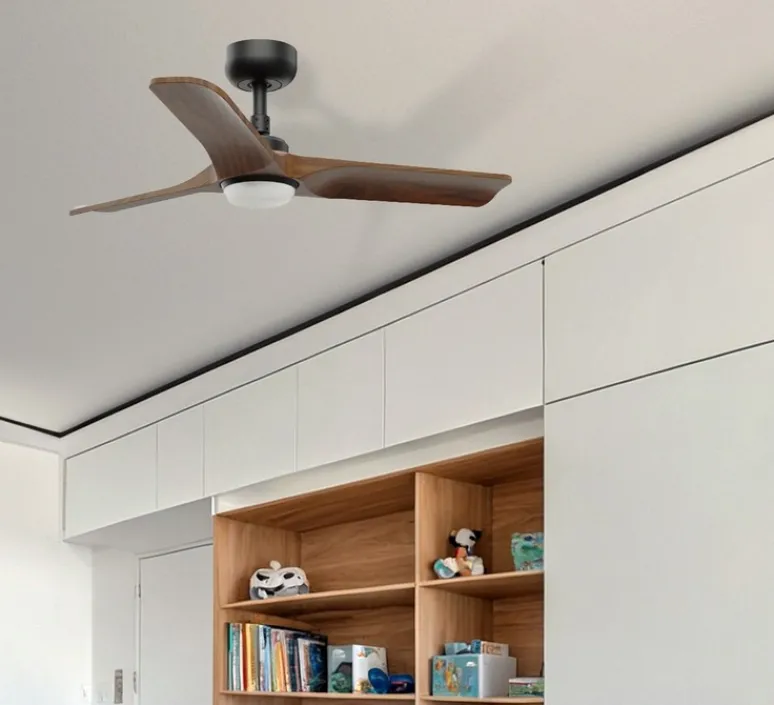 Plafonnier & Spot*Faro Ventilateur lumineux, Heywood S, , LED, 2700-4000-6000K, 480 lm, Ø90cm, H27cm - noir, noyer