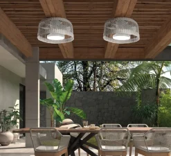 Plafonnier & Spot*MDC Ventilateur lumineux, Ibiza, été/hiver, , LED, dim, 3000 / 4000 / 6000K, 2400 lm, Ø61,2cm, H28,8cm - blanc, rotin blanc