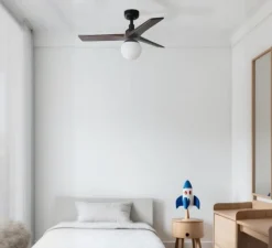 Enfants|Plafonnier & Spot*Faro Ventilateur lumineux, KLIM S, foncé, Ø92,5cm, H40,8cm - noir, noyer