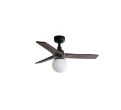 Enfants|Plafonnier & Spot*Faro Ventilateur lumineux, KLIM S, foncé, Ø92,5cm, H40,8cm - noir, noyer