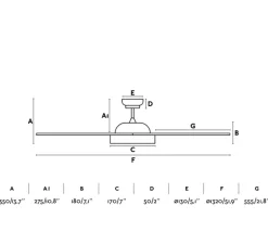 Plafonnier & Spot*Faro Ventilateur lumineux, POLARIS, été/hiver, DC Motor, , LED, 2700K, 1500lm, Ø132cm, H27,5cm - blanc