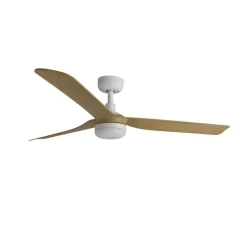 Plafonnier & Spot*Faro Ventilateur lumineux, Punt M Smart Tuya, blanc et bois clair, LED, dim, 3000 - 4200 - 6500K, 678 lm, Ø130cm, H32,2cm - blanc, bois clair