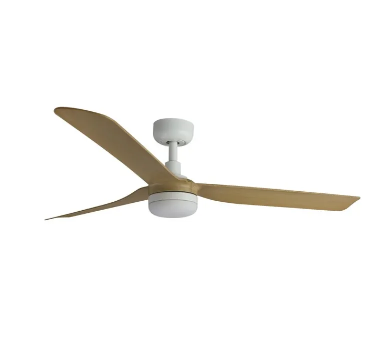 Plafonnier & Spot*Faro Ventilateur lumineux, Punt M Smart Tuya, blanc et bois clair, LED, dim, 3000 - 4200 - 6500K, 678 lm, Ø130cm, H32,2cm - blanc, bois clair