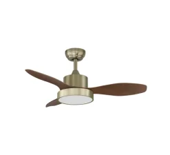 Plafonnier & Spot*MDC Ventilateur lumineux, Riga XS, été/hiver, , LED, dim, 3000 / 4000 / 6000K, 2200 lm, Ø96,5cm, H45cm - laiton antique, marron