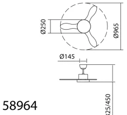 Plafonnier & Spot*MDC Ventilateur lumineux, Riga XS, été/hiver, , LED, dim, 3000 / 4000 / 6000K, 2200 lm, Ø96,5cm, H45cm - laiton antique, marron