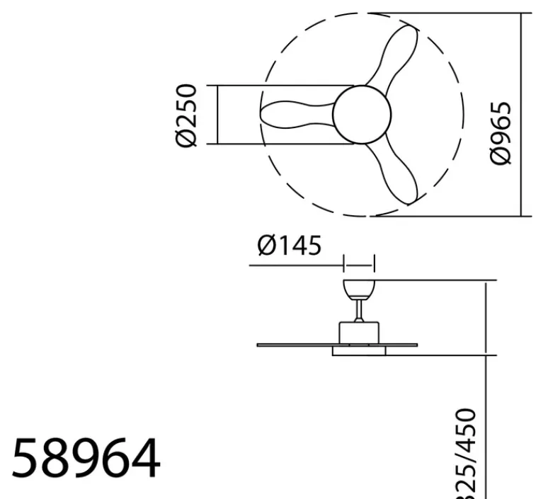 Plafonnier & Spot*MDC Ventilateur lumineux, Riga XS, été/hiver, , LED, dim, 3000 / 4000 / 6000K, 2200 lm, Ø96,5cm, H45cm - laiton antique, marron