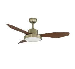 Plafonnier & Spot*MDC Ventilateur lumineux, Riga, été/hiver, , LED, dim, 3000 / 4000 / 6000K, 3800 lm, Ø120cm, H47,5cm - laiton antique, marron