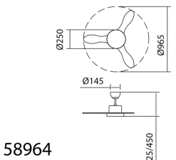Plafonnier & Spot*MDC Ventilateur lumineux, Riga XS, été/hiver, , LED, dim, 3000 / 4000 / 6000K, 2200 lm, Ø96,5cm, H45cm - chrome mat