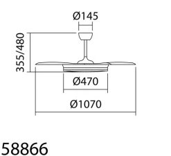 Plafonnier & Spot*MDC Ventilateur lumineux, Turin, été/hiver, , LED, dim, 3000 / 4000 / 6000K, 3800 lm, Ø107cm, H48cm - blanc mat