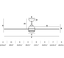 Plafonnier & Spot*Faro Ventilateur, plafonnier, lumineux, Poros, été/hiver, , 15W, 2700K 850Lm, Ø132cm, H37cm - blanc